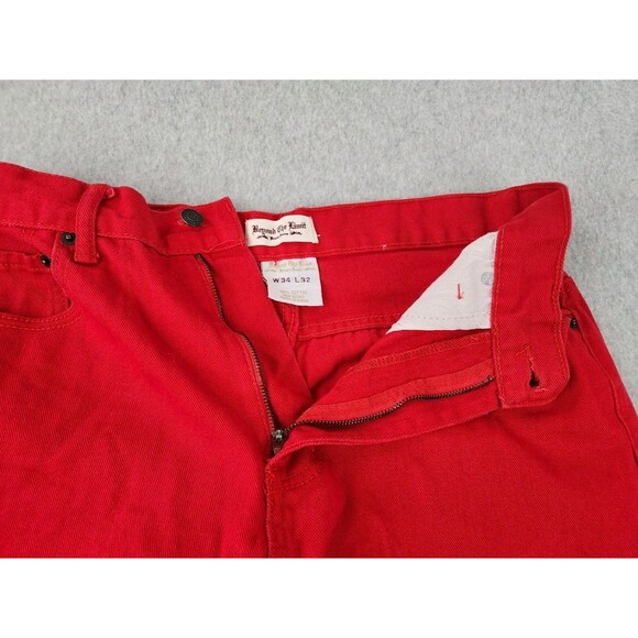 Beyond The Limit Red Denim Jeans Pants Mens 32x29 Bright Colored‎ Straight Leg - Picture 11 of 12